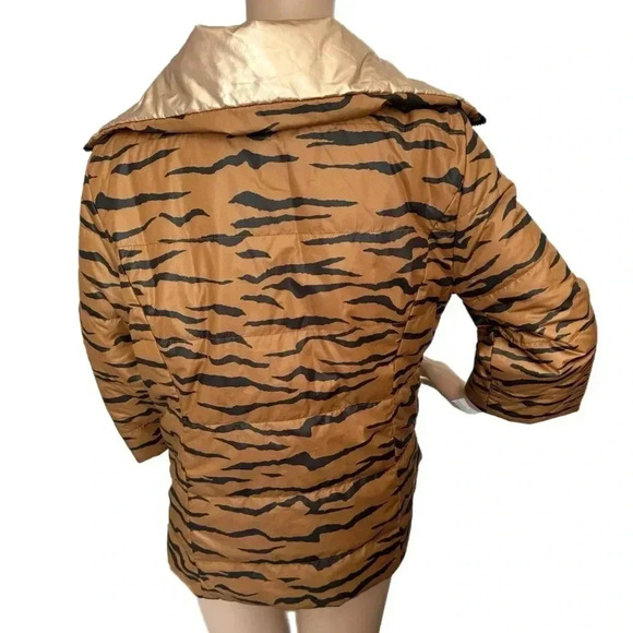 CHICOS ZENERGY Reversible Puffer Jacket Metallic Pink Animal Print Ladys Medium - Picture 5 of 11